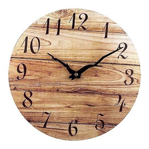 Small Wall Clock Frameless Wooden Wall Clocks with Silent Quartz 10'' Brown