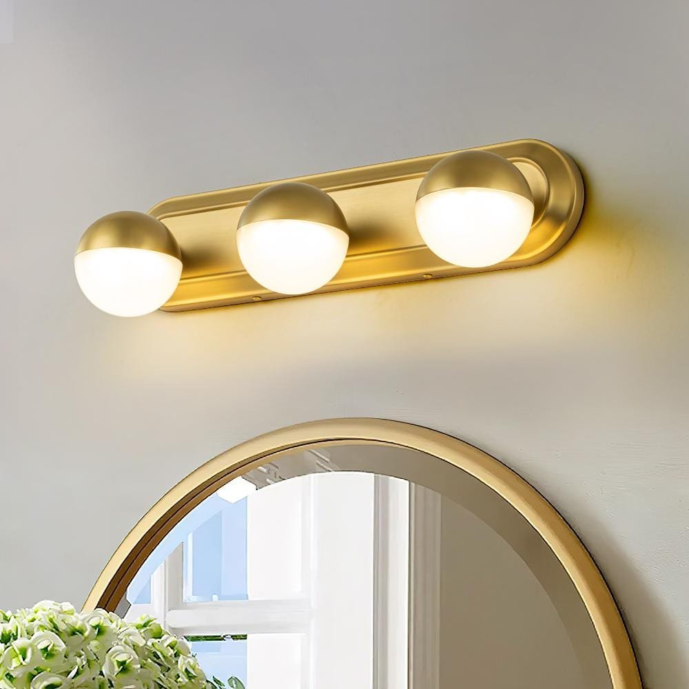 Sujin 19.3 in. 3-Light Brushed Gold Brass Integrated LED Golbe Bathroom Vanity...