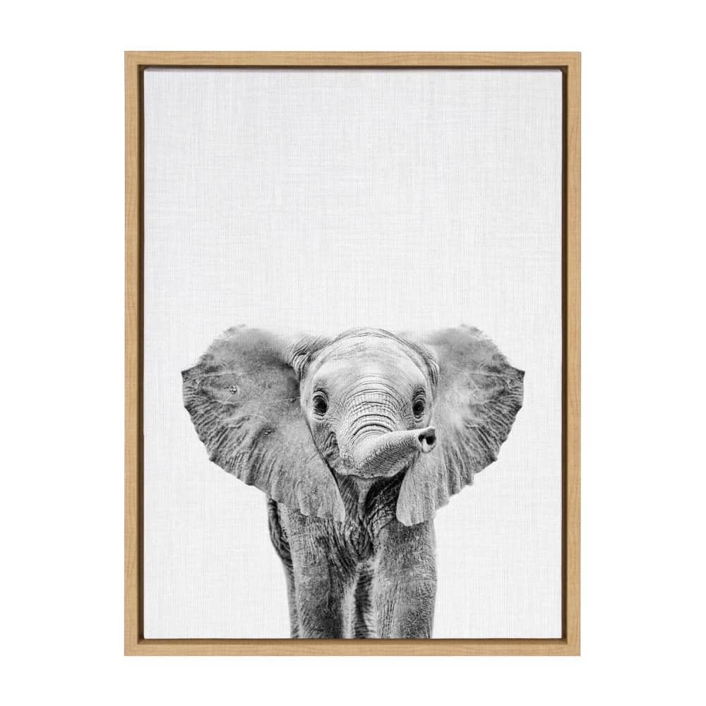 Sylvie "Baby Elephant BW" by Simon Te of Tai Prints Framed Canvas...
