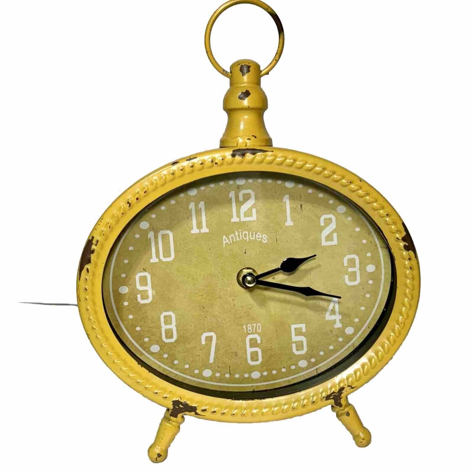 Table Clock Battery Operated Rustic Vintage Distressed Style Chic Home Décor