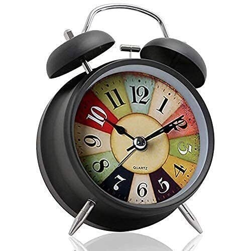 Table Clock Retro Twin Bell Metal Frame Alarm Clock