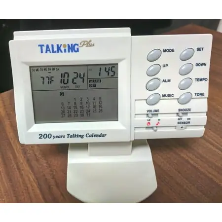 Talking Digital Desk Clock (Beige) 4 Alarms (Rooster or Melody), Reminder, Calendar, Temperature