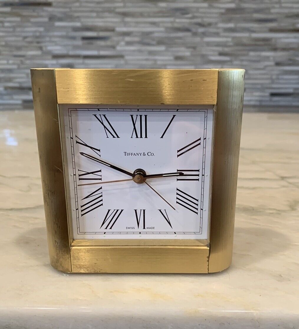 Tiffany & Co Brass Desk Alarm Clock Very Heavy “Untested “