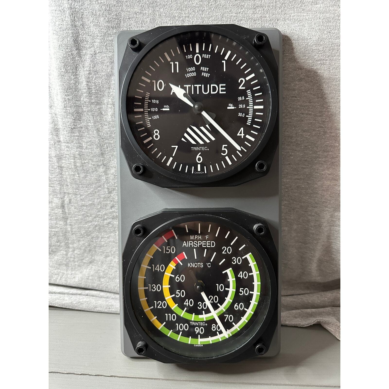 Trintec Aircraft Altimeter Clock/Airspeed Thermometer Wall Combo - 9060/9061
