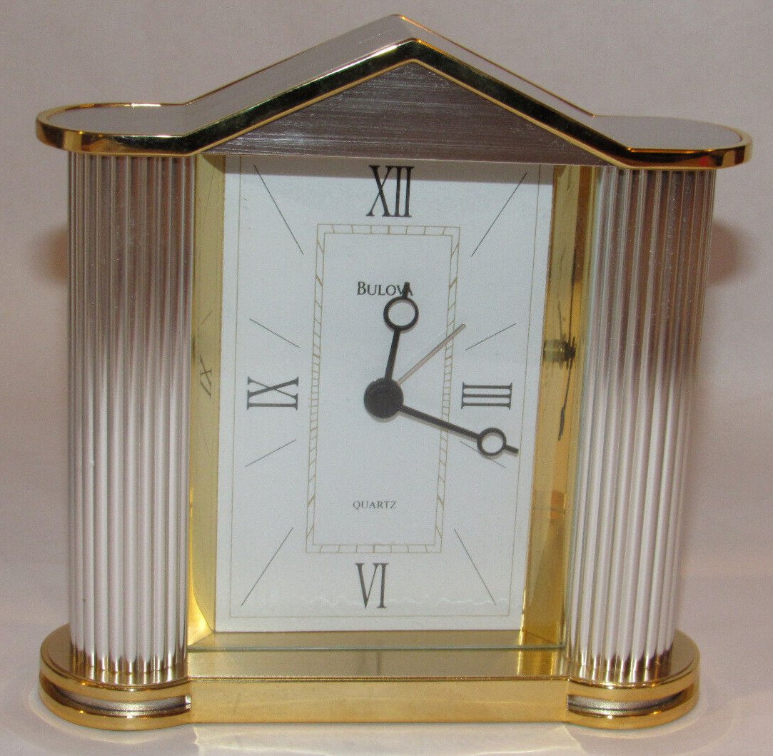 UNUSED 1990s BULOVA DESK/MANTEL CLOCK WITH ALARM! BATTERY QUARTZ MOVEMENT! W/BOX