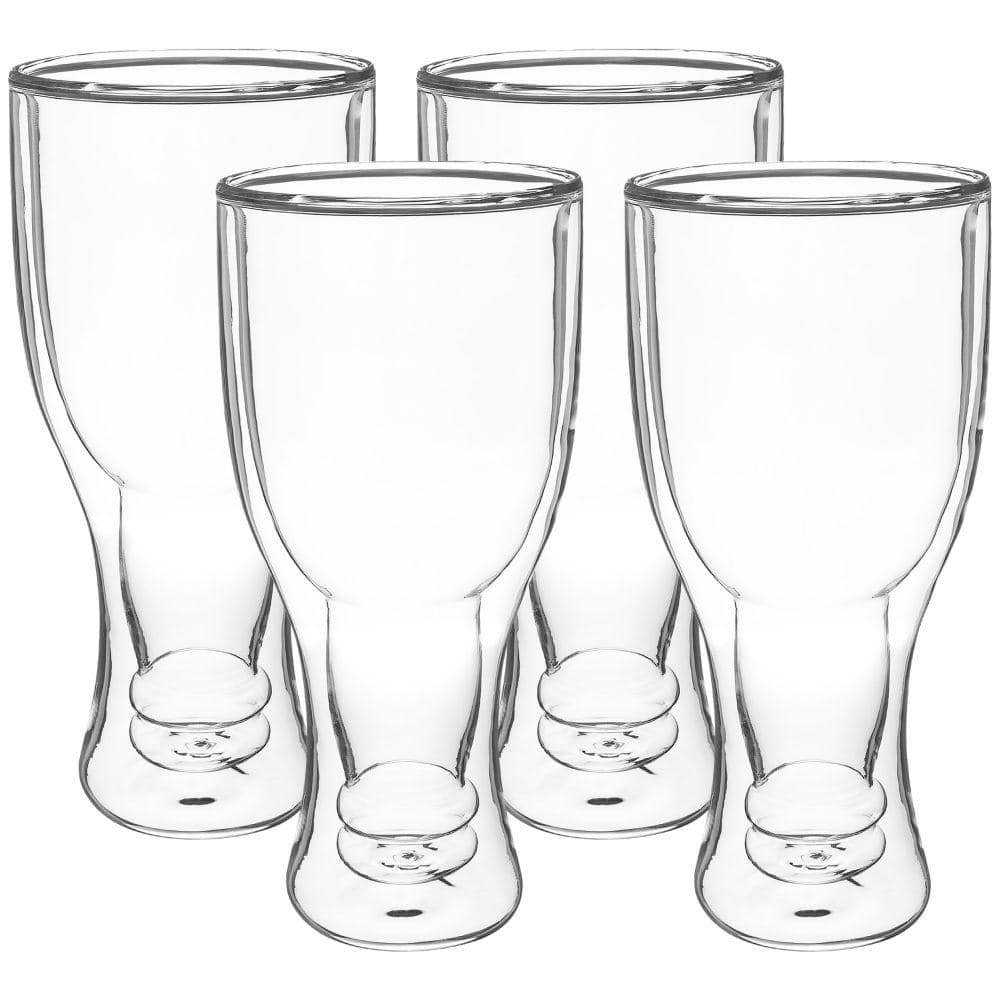 Upside Down Double Walled Beer Drinking Glass 4-PacK