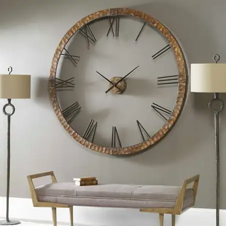 Uttermost 6655 Amarion 5 Foot Diameter Rustic Uttermost 6655 Amarion 5 Foot Diameter Rustic Hammered Copper Large Wall Clock Copper image
