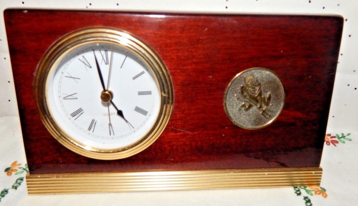 VINTAGE ARIZONA STATE UNIVERSITY SUN DEVILS EMBLEM~QUARTZ DESK/MANTLE CLOCK~ASU~