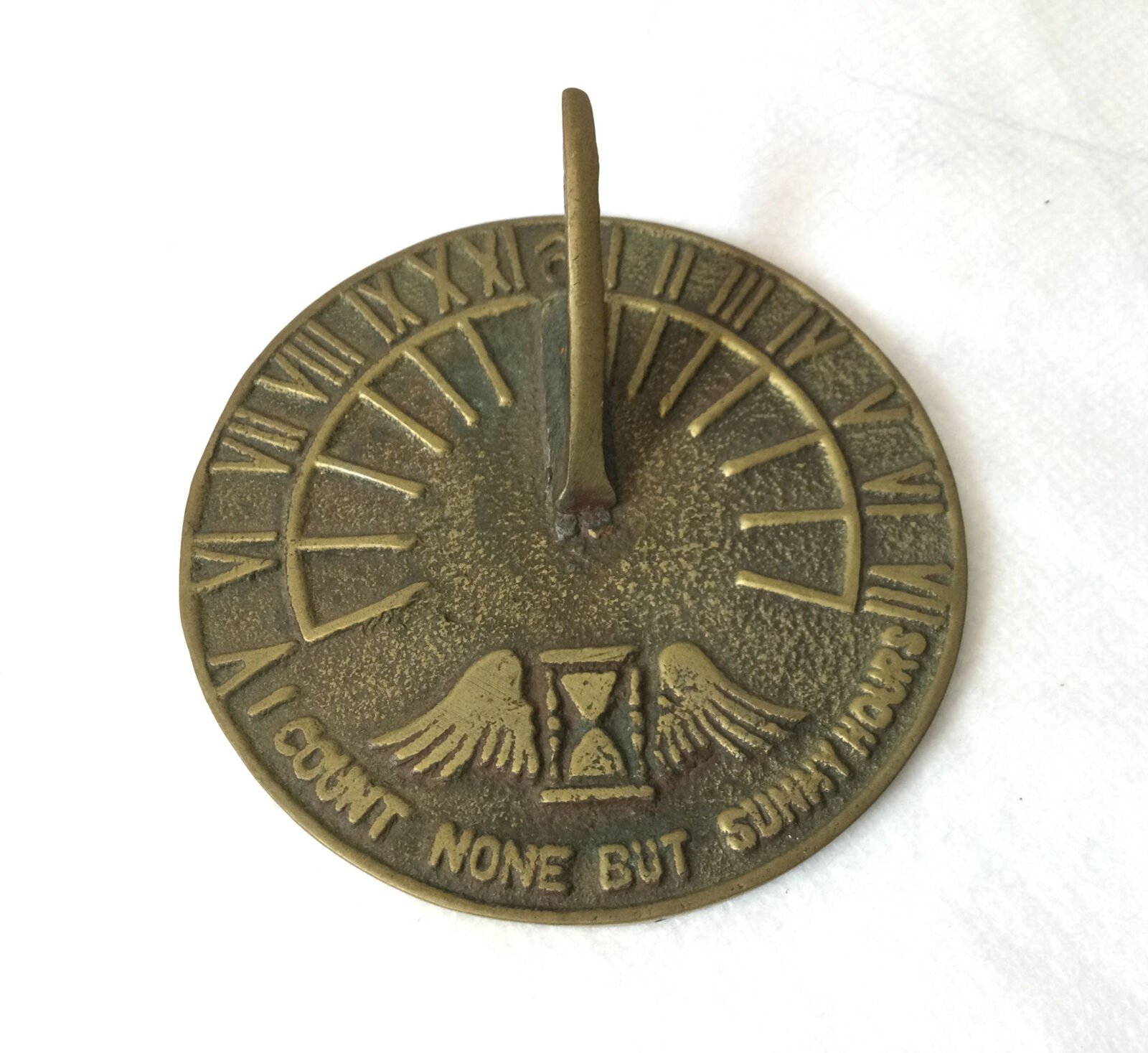 Vintage Brass Mini Sun Dial I Count None But Sunny Hours Natural Sun Clock