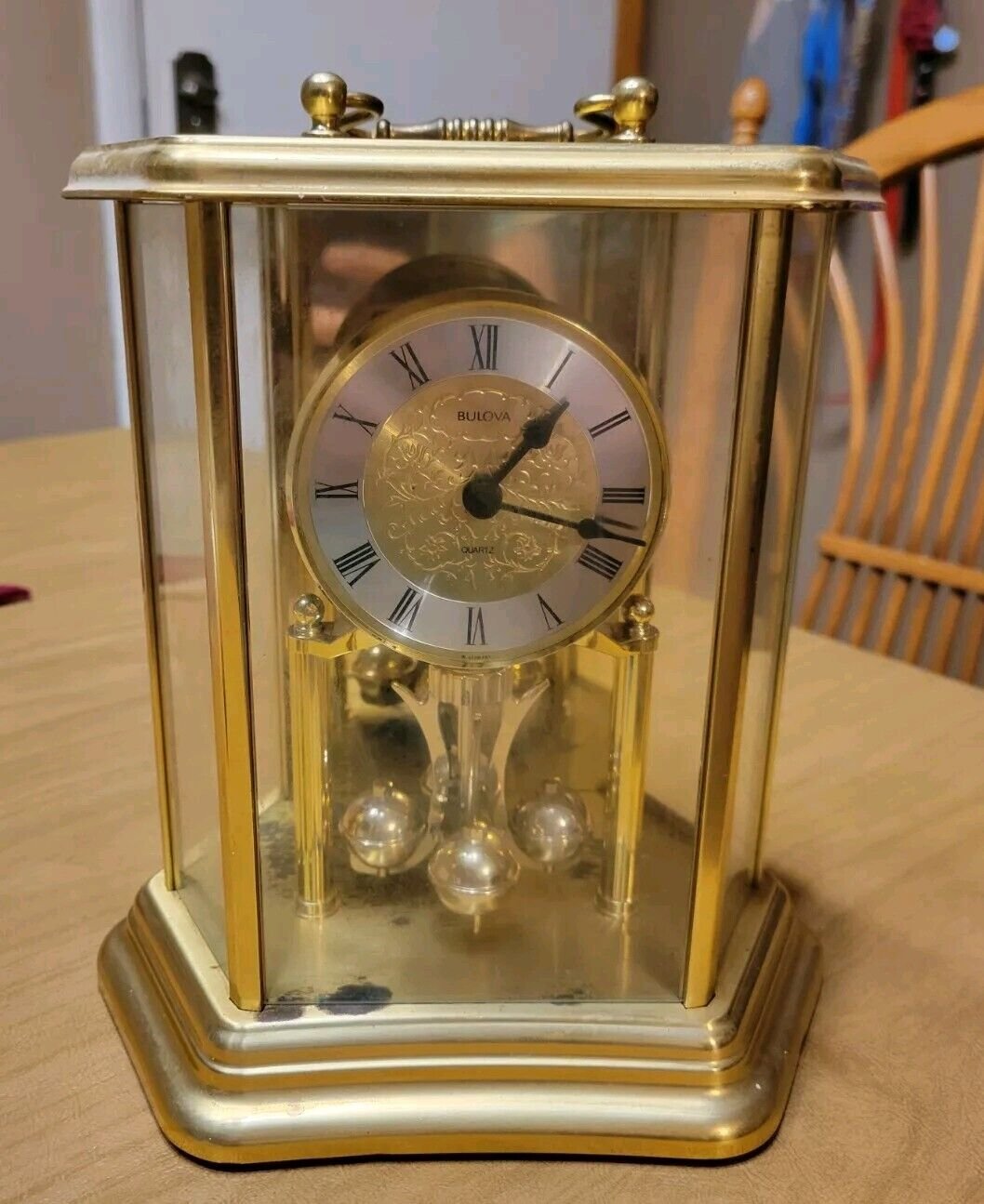 Vintage Collectible Bulova Brass Quartz Anniversary Mantel Clock Germany