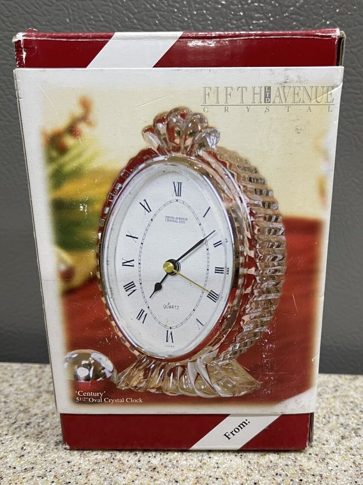Vintage “Fifth Avenue Crystal” 5 1/2” Quartz Clock Century Oval-Brand New.
