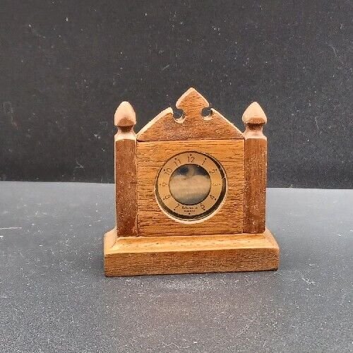 Vintage Fireplace Mantel Wood Watch Face Clock Dollhouse Furniture