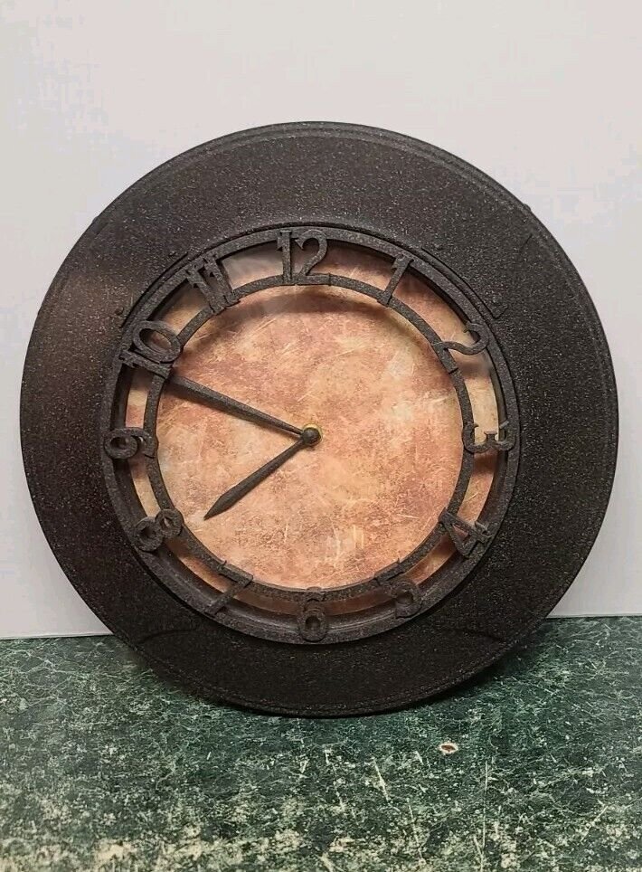 Vintage Robert Abbey Art Deco Metal Battery Wall Clock Quartz Works MCM