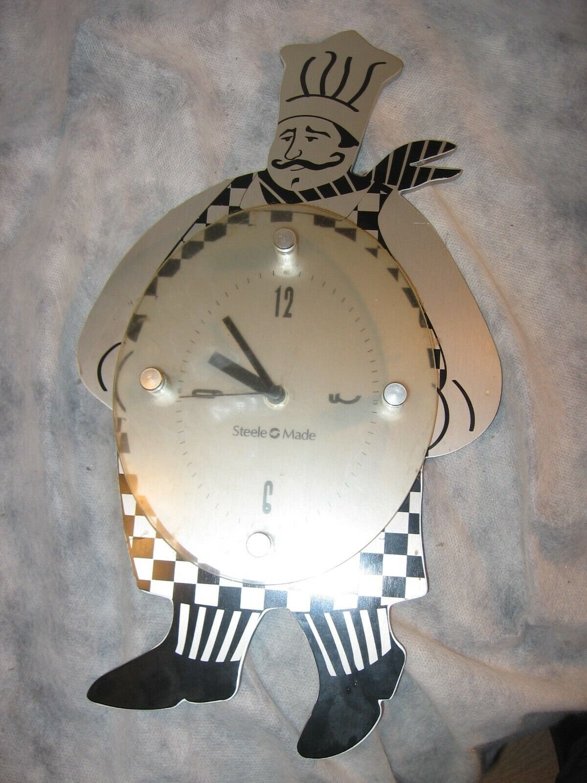 Vintage Steele Made Chef Wall Kitchen Clock
