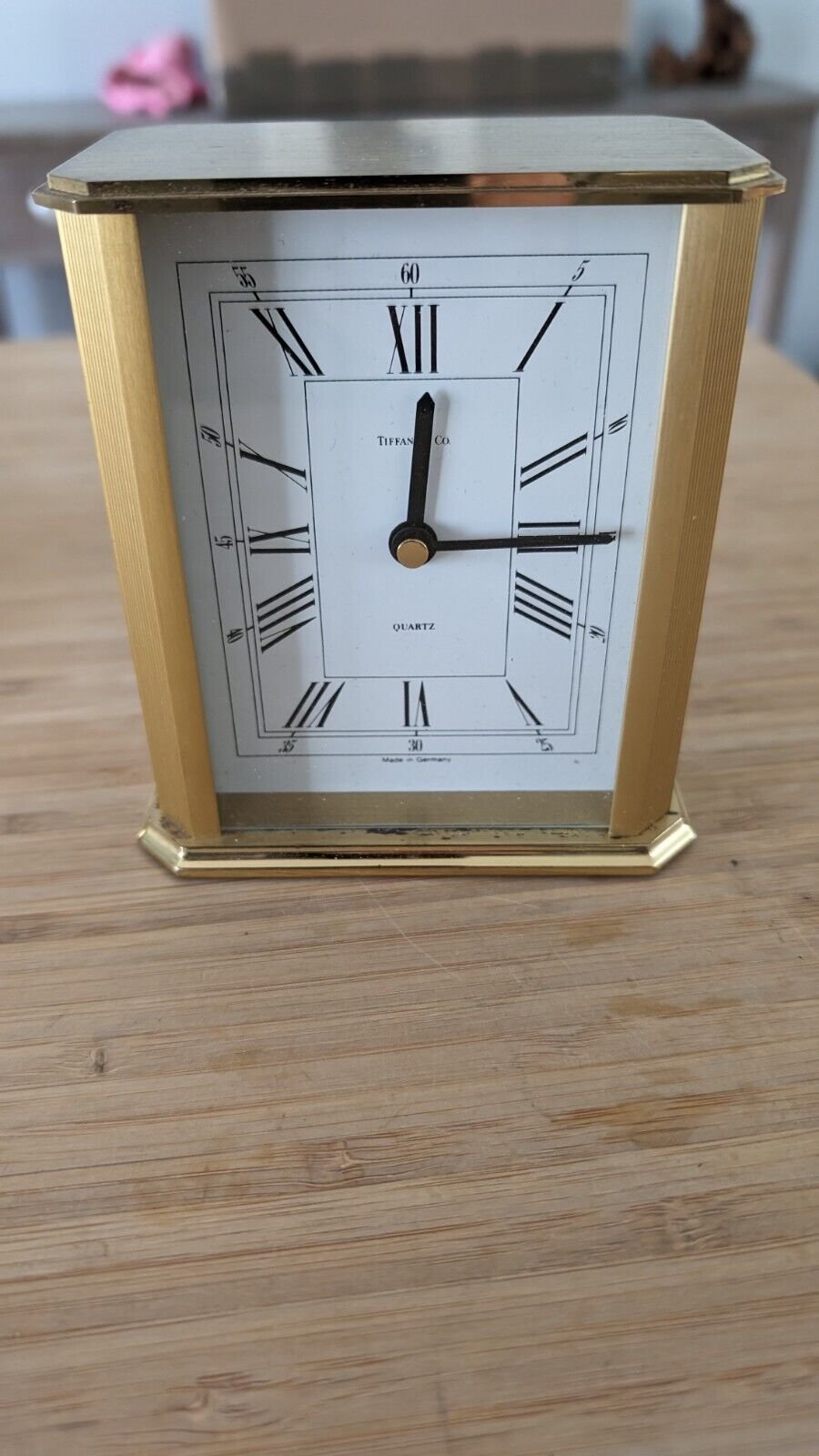 Vintage Tiffany & Co Brass Desk Clock Made In Germany Engraved John Hancock