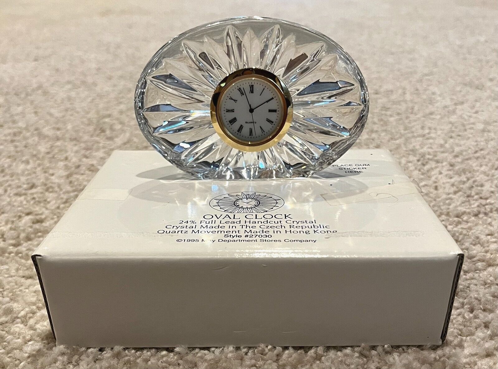 VTG 90s Royal Limited Crystal Oval Clock Fireplace Mantel Decoration
