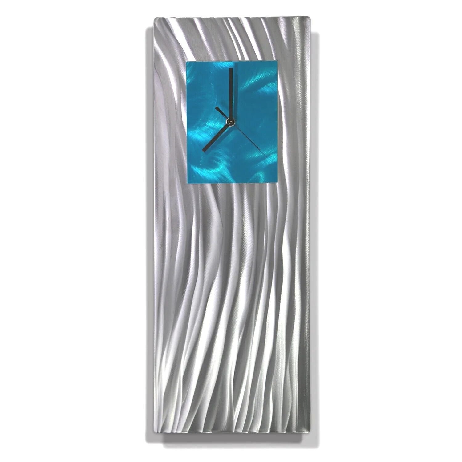 Wall Clock for Kitchen Aqua Silver Metal Wall Clock Contemporary Wall Decor