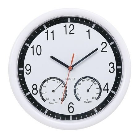 Waroomhouse 10inch Thermometer Humidity Meter Display Modern Silent Home Kitchen Wall Clock
