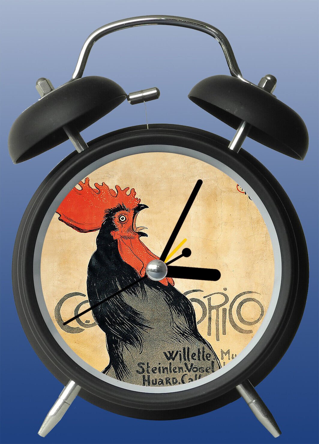 Watch Alarm Clock Bedside Table Noisless With Light Design Paris 1899 Rooster