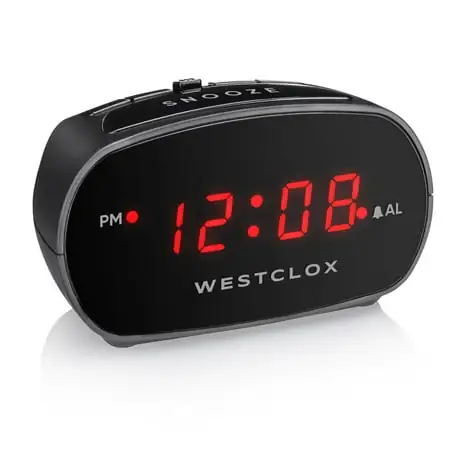 Westclox Basic Black Digital Red LED Bedside or Desk Alarm Clock with Adjustable Hi/Lo Alarm Volume