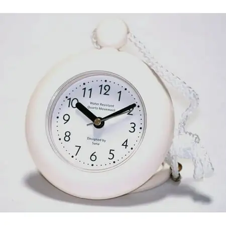White Bathroom Shower Rope Clock with Stand White Bathroom Shower Rope Clock with Stand. Water Resistant with Superior Quartz Movement image