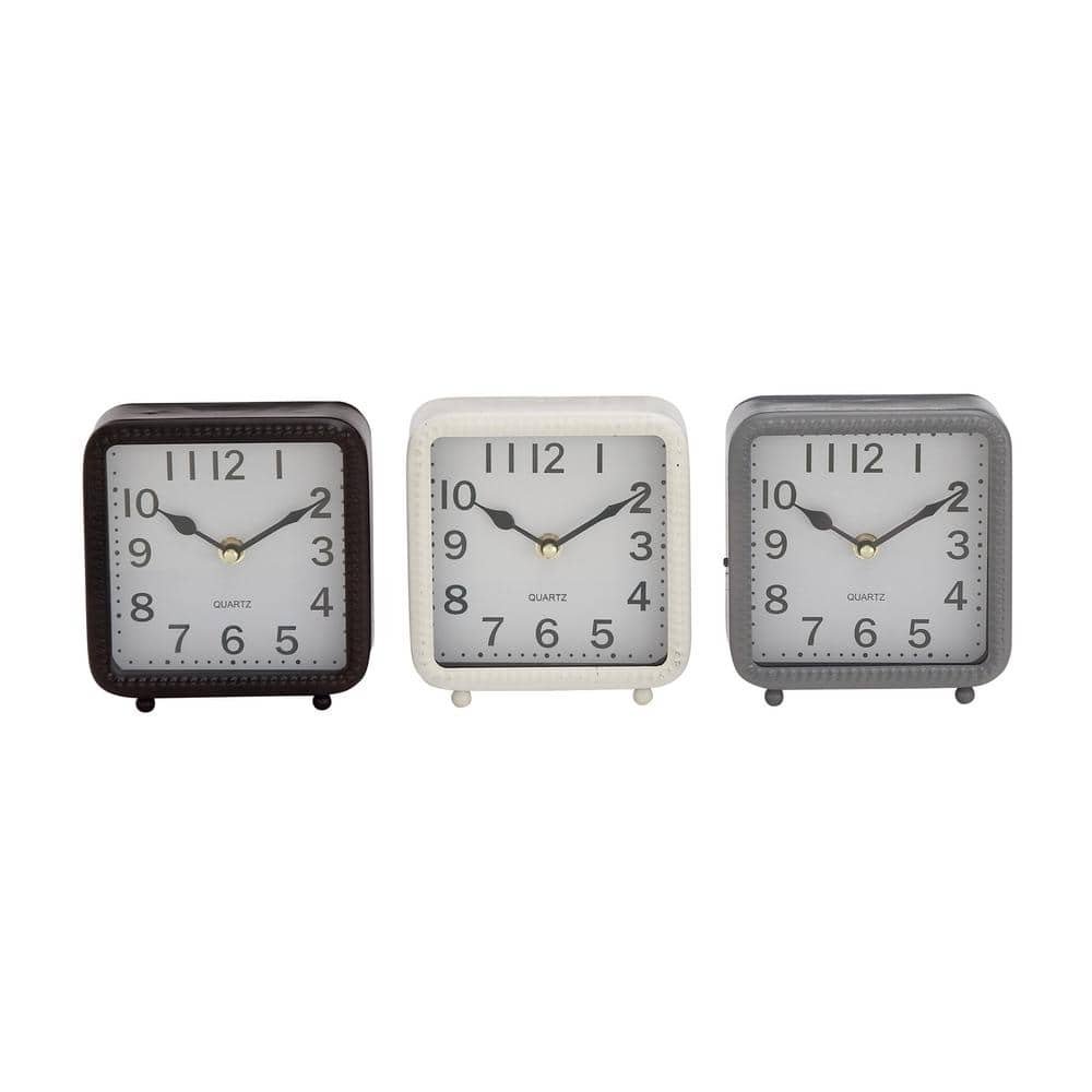 White Metal Traditional Analog Tabletop Clock (Set of 3)