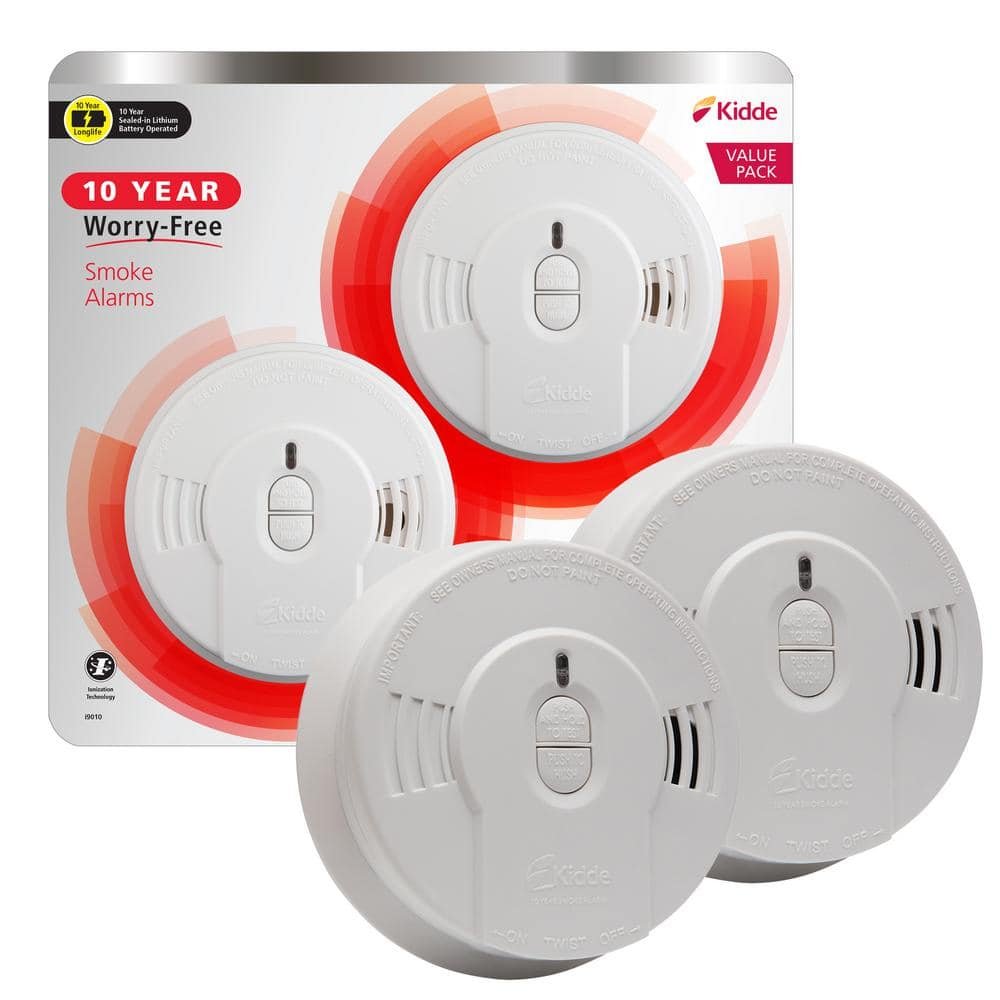 10 Year Worry-Free 2-Pack Battery Powered Smoke Detector with Ionization Sensor