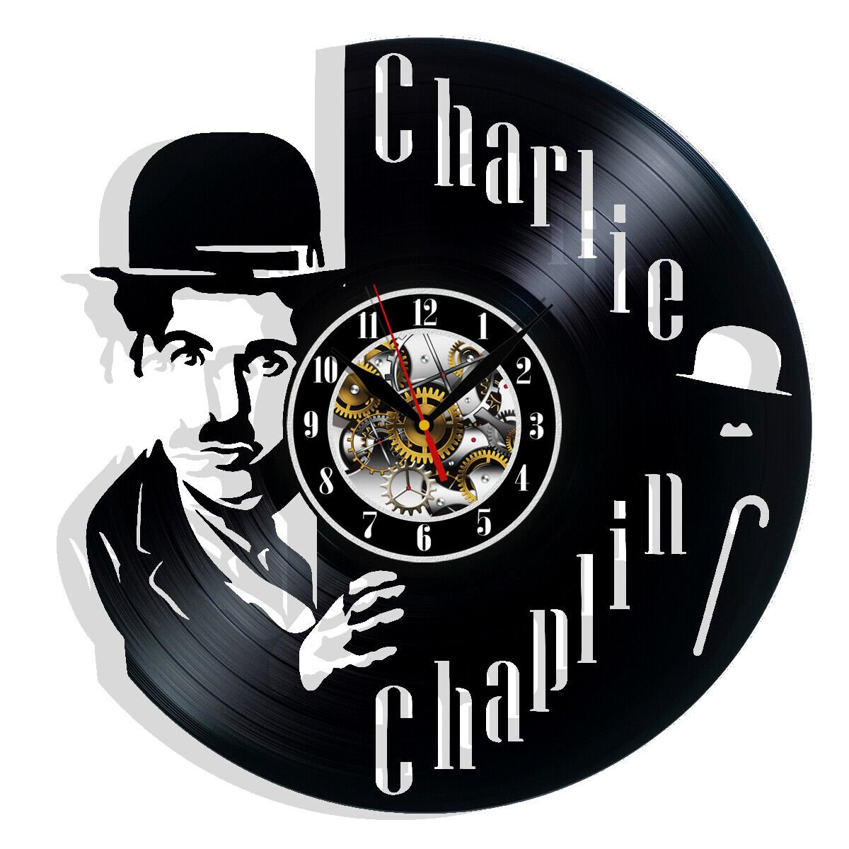 Charlie Chaplin Vinyl Wall Clock Gift Birthday Holiday Home Room Decor Design
