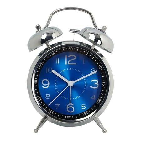 Harliver Alarm Clock, Twin Bell Galvanized Metal 4.5 Extra Loud Quartz Battery Operated with Backlight for Bedside Table, Vintage Silent Non-Ticking Old Fashioned Decorative Desk Clocks