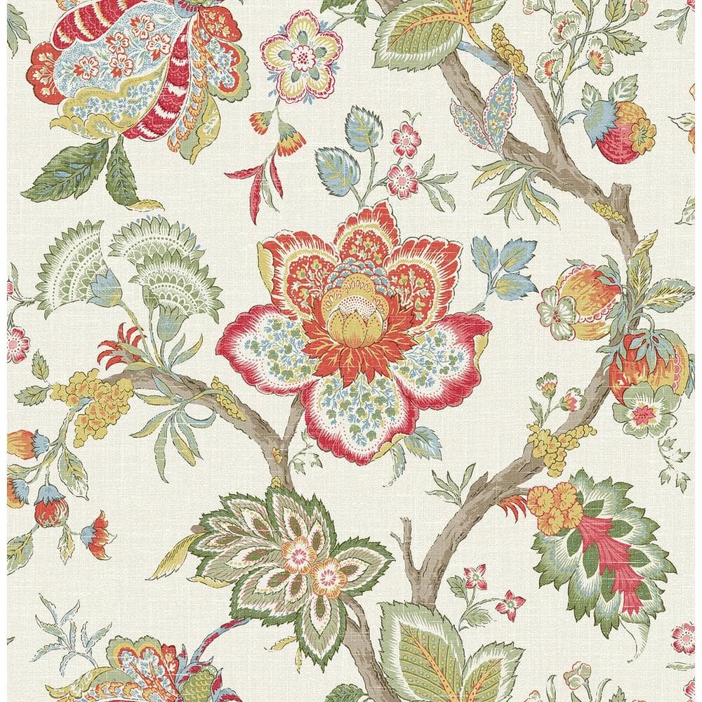 Pomme and Antique Ruby Bernadette Jacobean Paper Unpasted Nonwoven Wallpaper Roll 60.75...