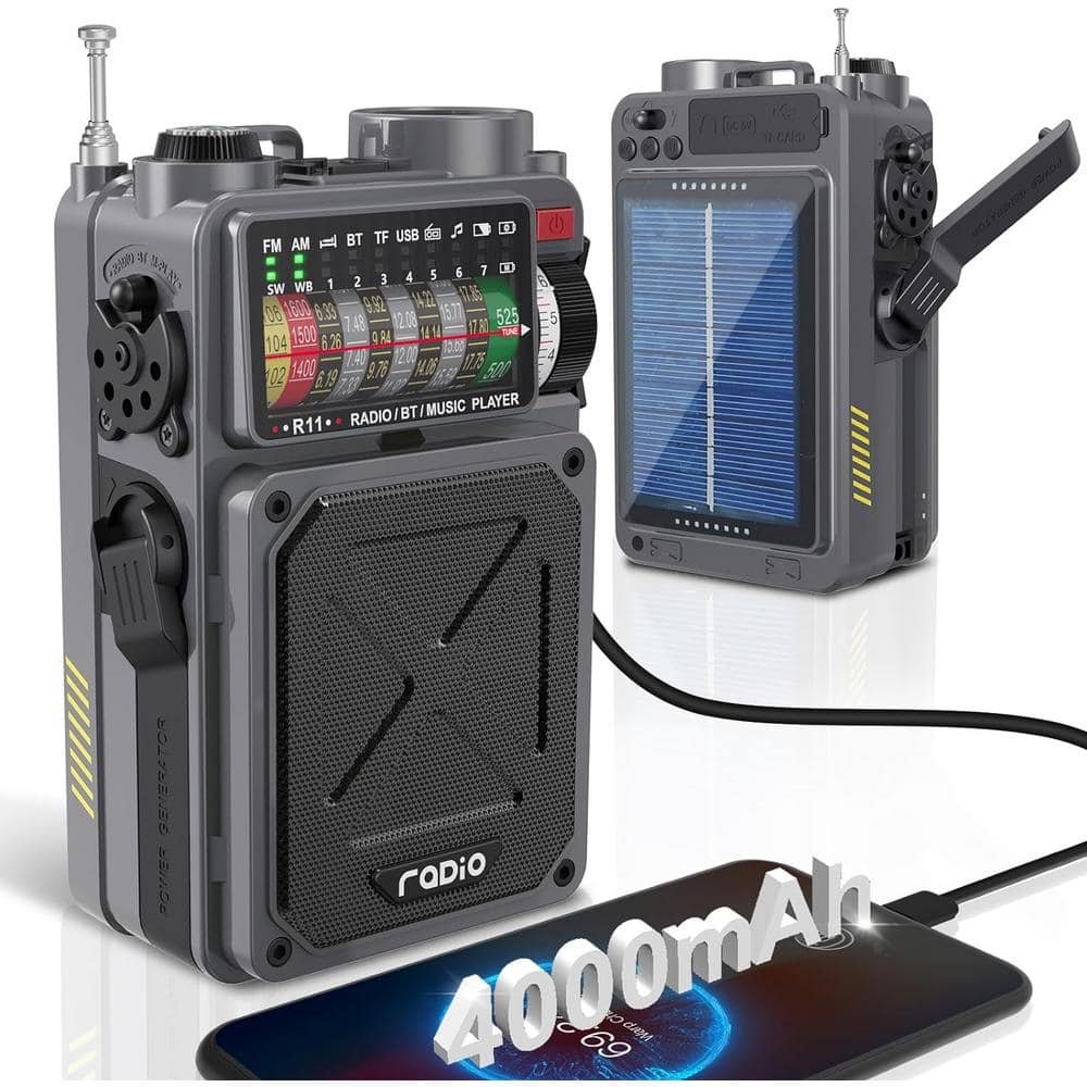 Shortwave Radio with 4000mAh Rechargeable Battery, AM/FM/WB/SW Shortwave Radio with Bluetooth Speaker...