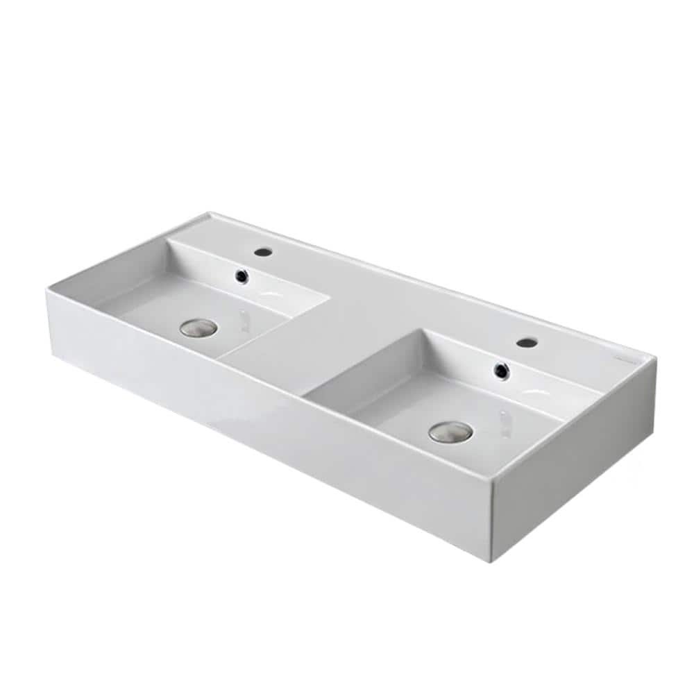 Teorema 2 Rectangular Wall Mounted Bathroom Sink in White