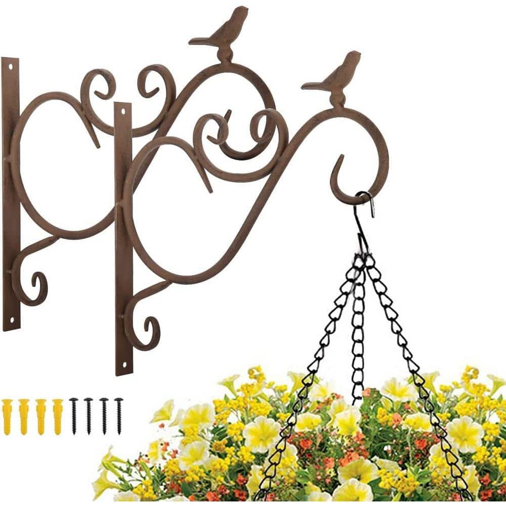 Wall Hanging Plant Bracket, 12 in. Retro Iron Metal Wall Decor Shepard...