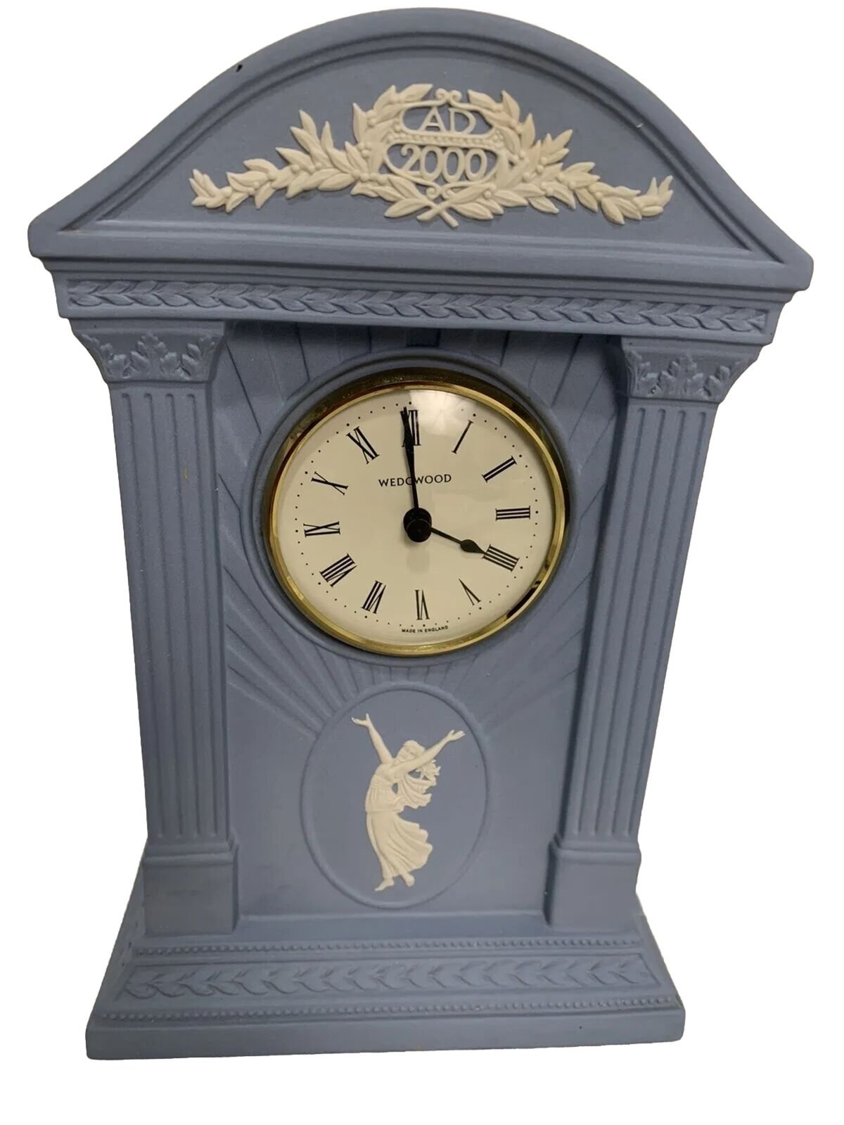 Wedgwood Millennium Mantel Clock Blue Jasperware 8 3/4” Working Great