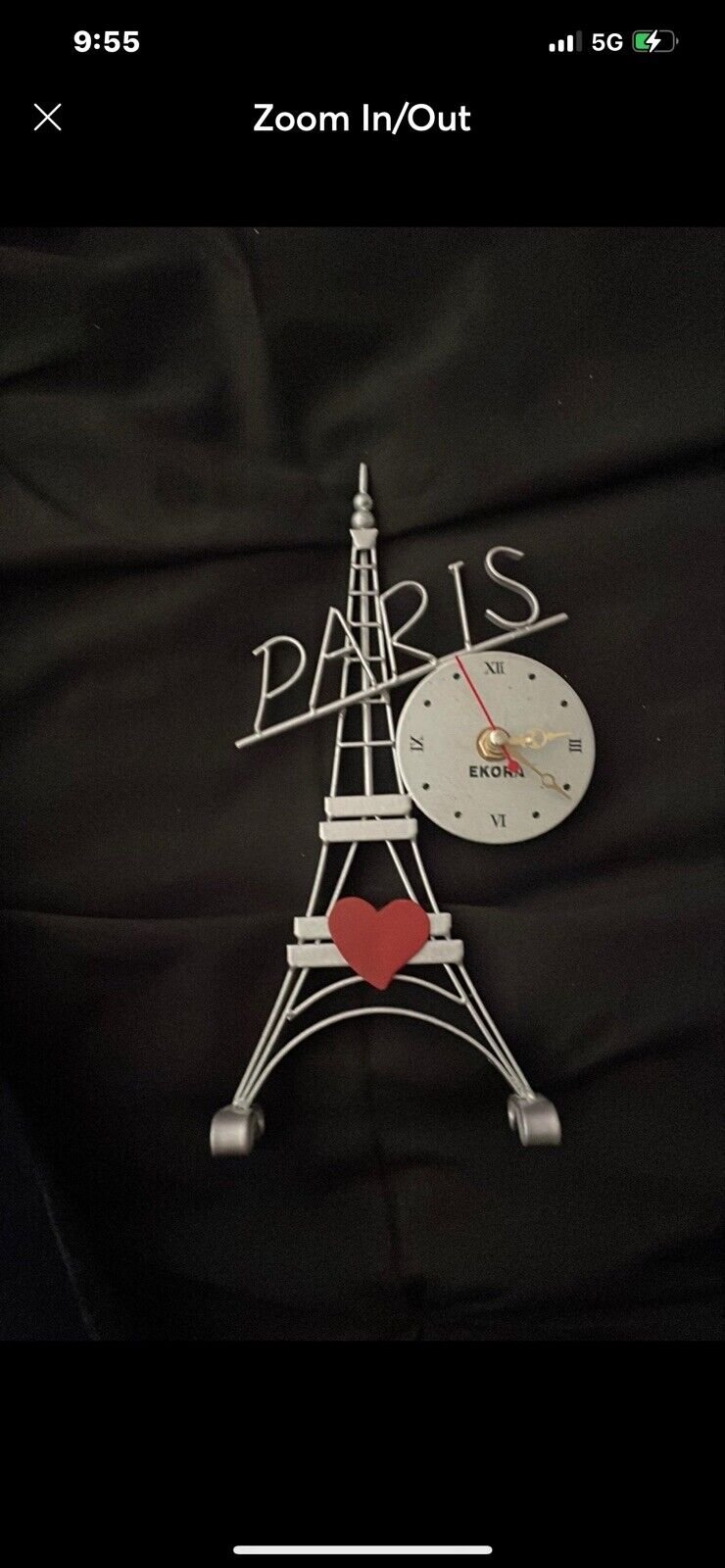 10 1/2 inch Paris Eiffel tower table clock