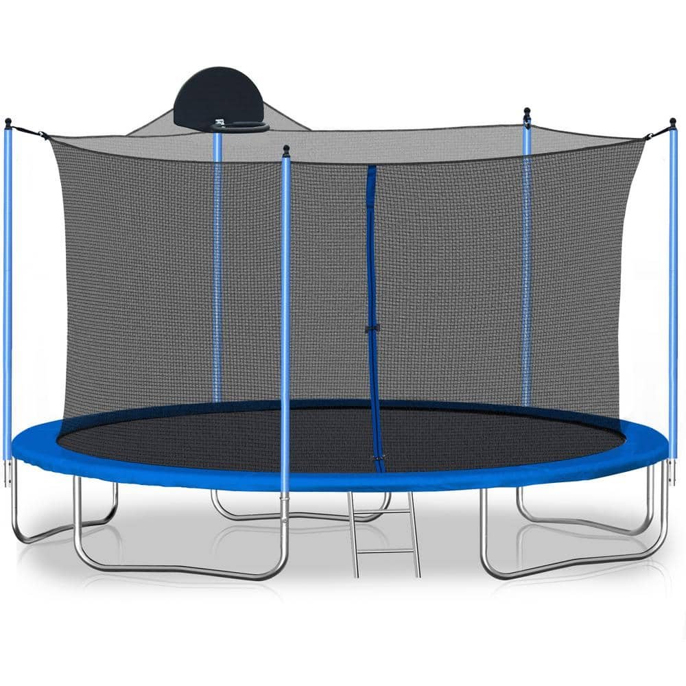 12 ft. Outdoor Big Trampoline with Inner Safety Enclosure Net, Ladder, PVC...