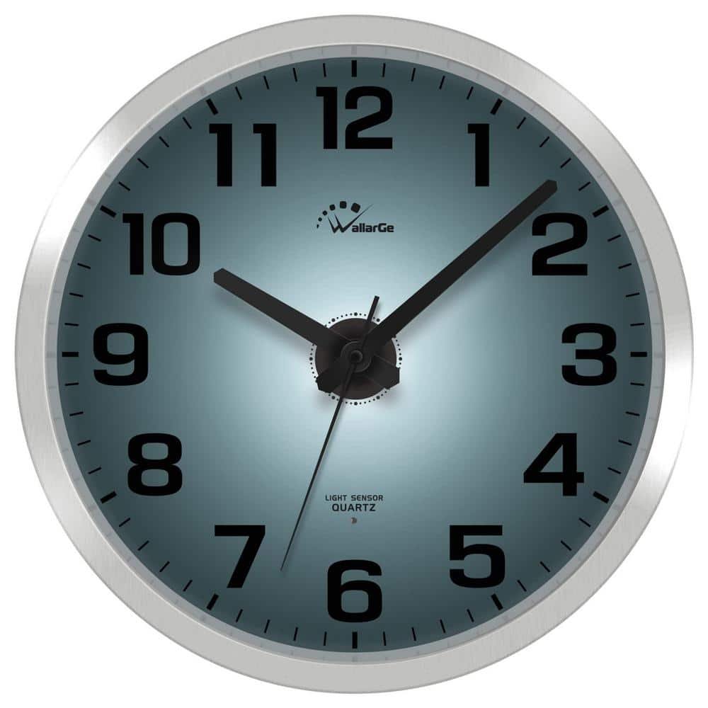 12 in. Night Light Silent Wall Clock, Easy to Read Large Digital...