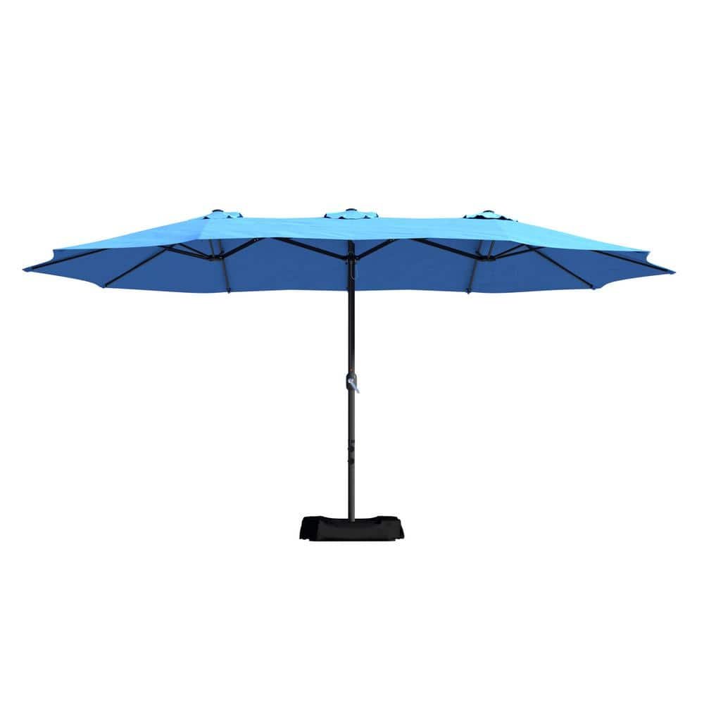 15 ft. Outdoor MarketPatio Umbrella Double Sided Design Umbrella in Blue with...
