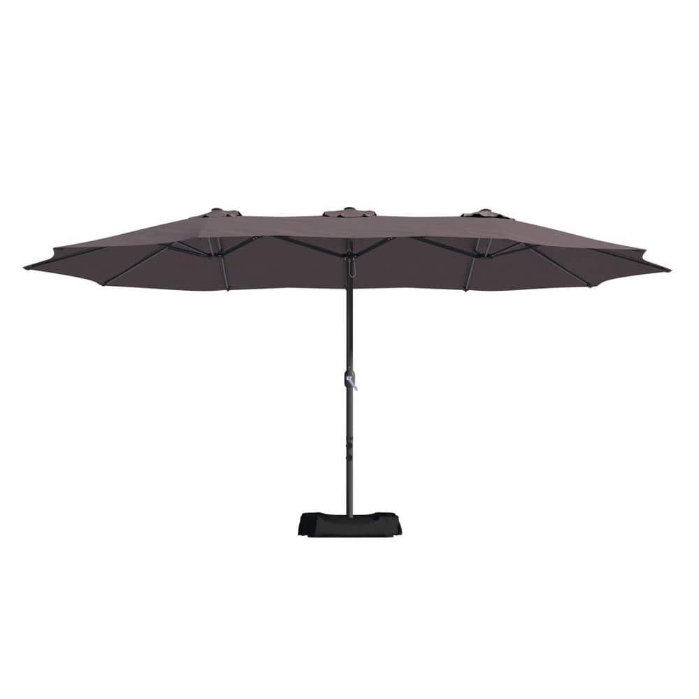 15 ft. Outdoor MarketPatio Umbrella Double Sided Design Umbrella in Brown with...