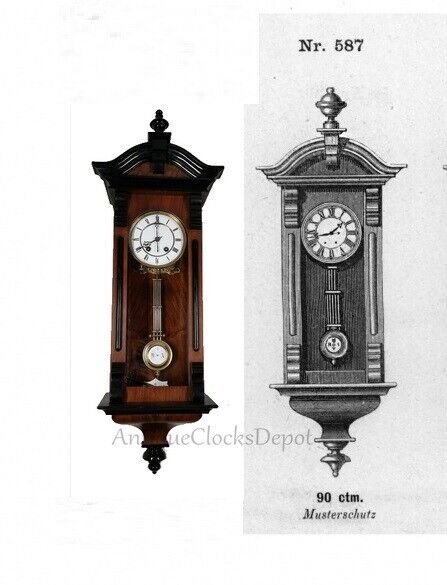 1885 Antique German Model 587 With Carved Black Columns Lenzkirch