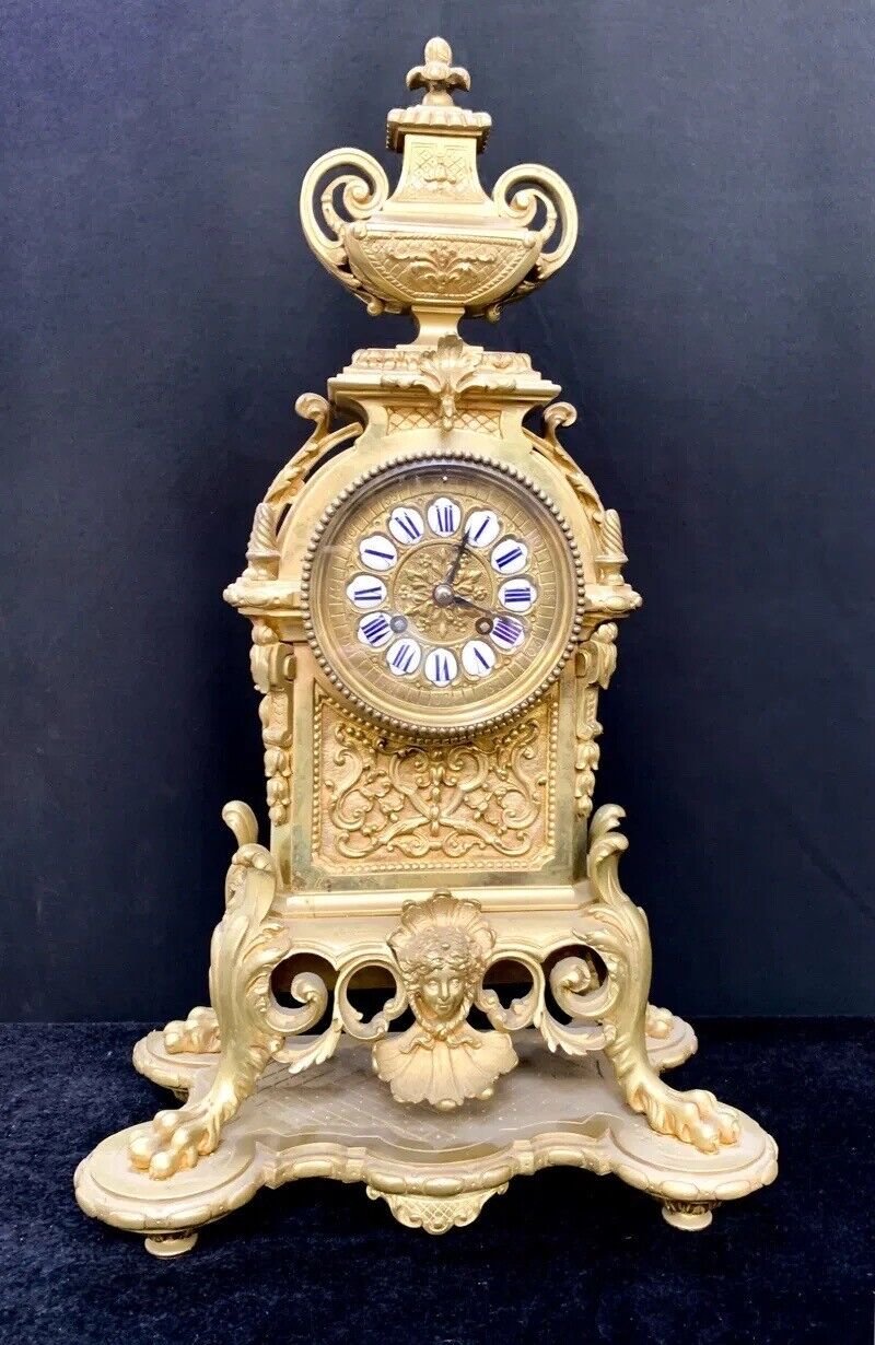 19th century french gilt bronze clock antique