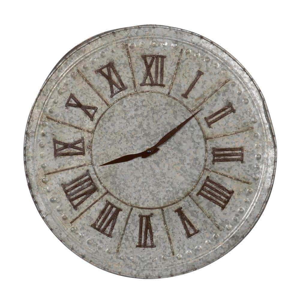 20" Roman Numeral Clock - Antique Silver, Gold