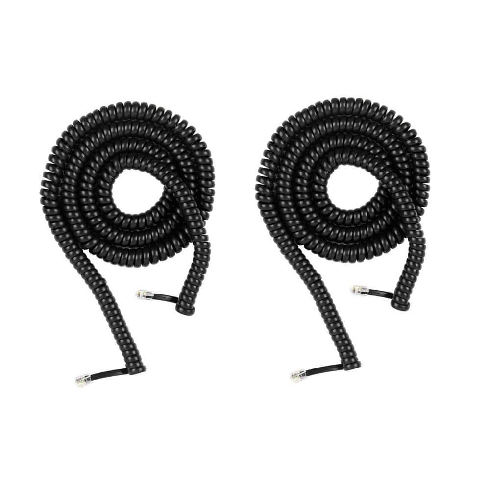 25 ft. Corded Phone Handset Coil, Black (2-Pack)