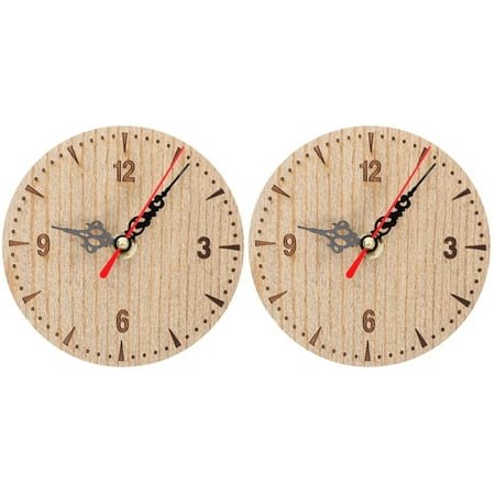 2 Pieces Small Clock Clocks Decorative Round Clock Home Clock Decor Bedroom Wall Clock Mute Wall Hanging Clock Office