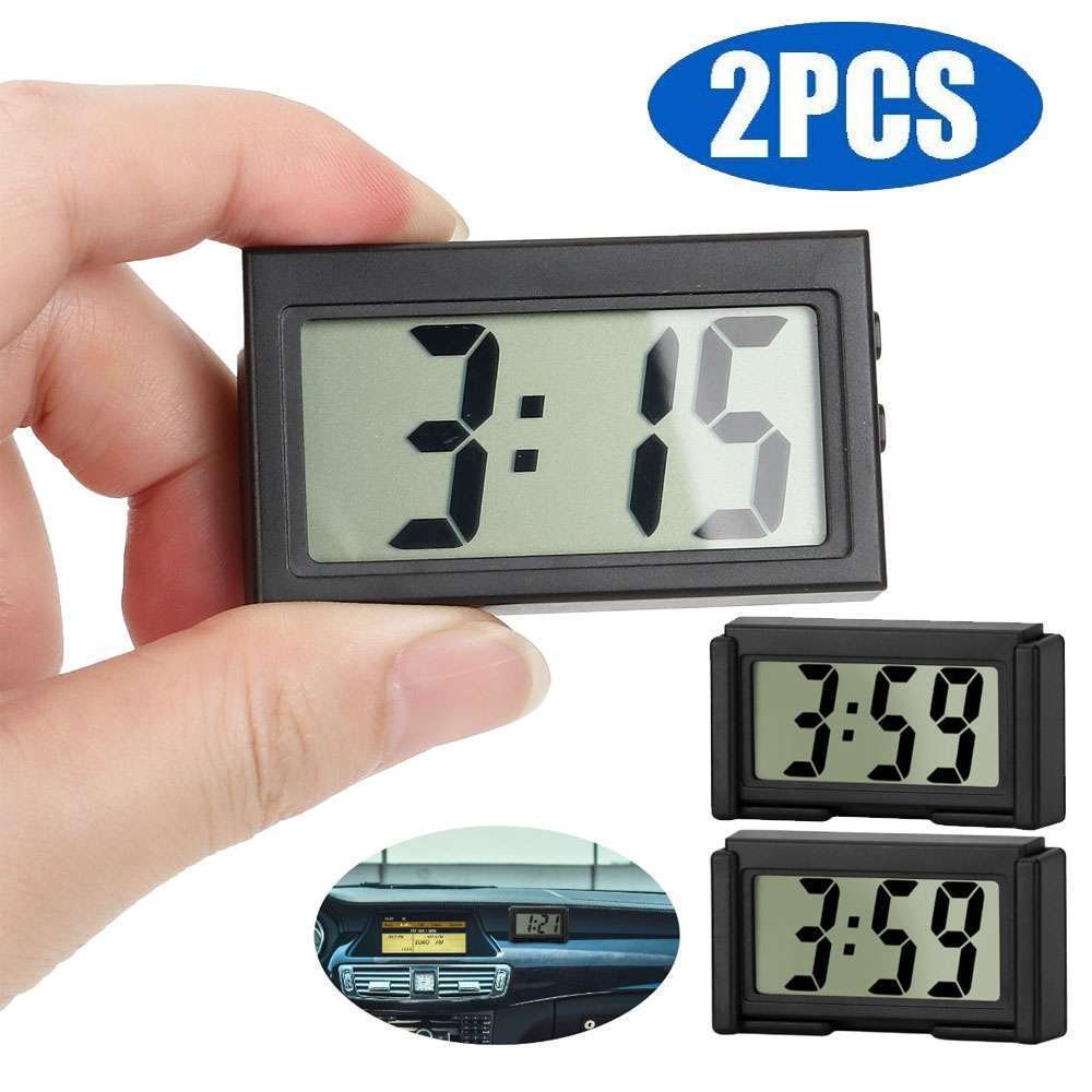 2x Mini Digital LCD Table Auto Car Dashboard Desk Date Time Calendar Small Clock