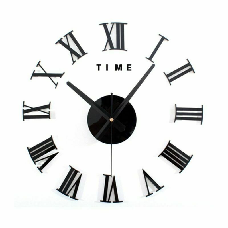 3D Modern DIY Large Wall Clock Mirror Surface Sticker Home Art Design Decor US
