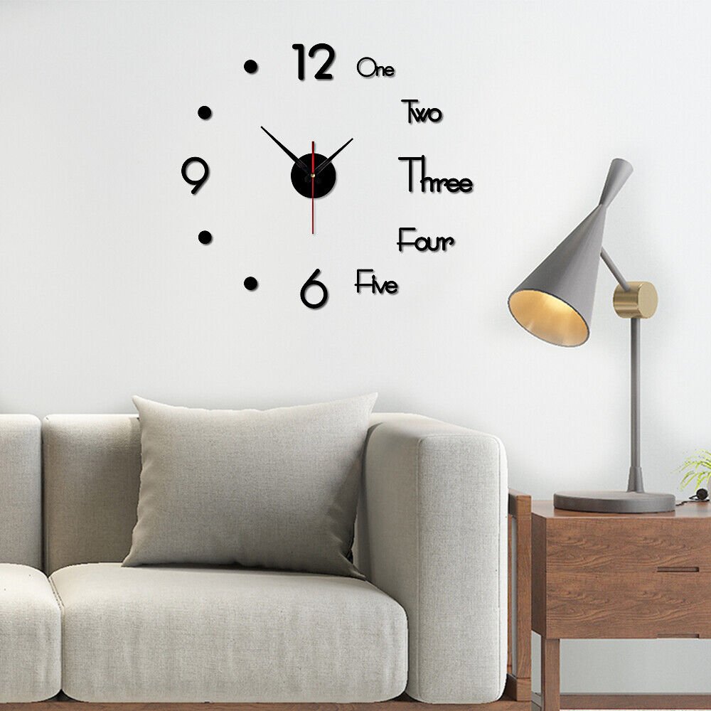3D Modern DIY Wall Clock Mirror Creative Removable Art Decal Sticker Home Decor