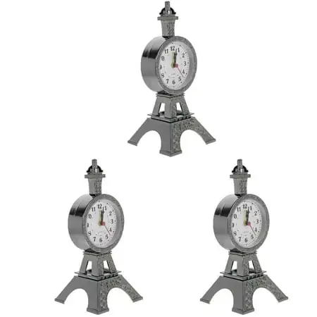 3 pcs Desk Alarm Clock Eiffel Tower 3 pcs Desk Alarm Clock Eiffel Tower Bedside Clock Tabletop Vintage Style Alarm Clock image