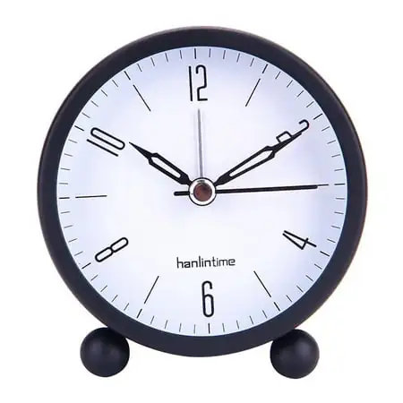 4 inch Metal Round Alarm Clock Quiet Desktop Bedroom Battery Operated Timepiece Silent Desk Clock