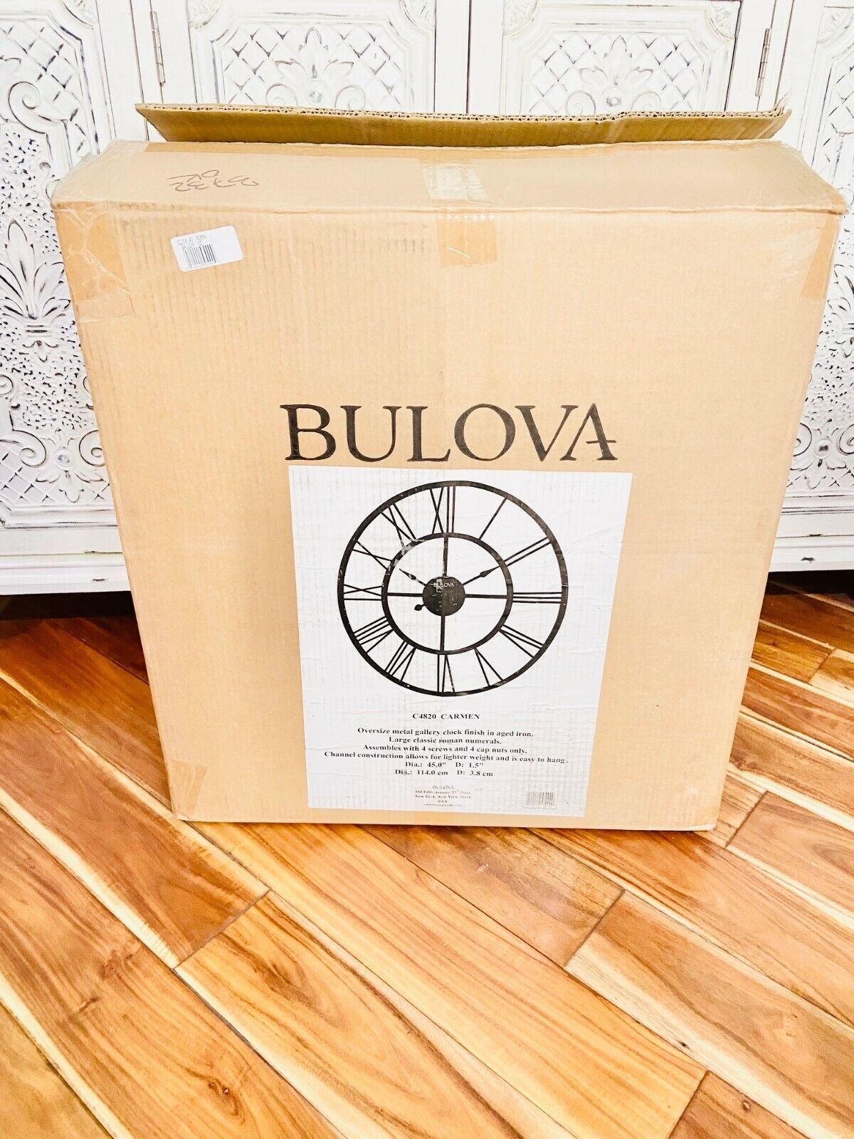 45" Bulova Carmen Wall Clock in Rustic Iron black | Open Box